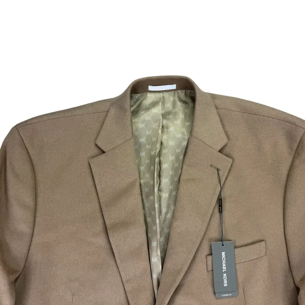 Michael Kors Mens Kipp Wool Cashmere Luxury Classic Fit Sport Coat Tan 50L